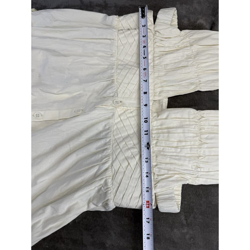 New Anthropologie Forever That Girl Tiered Deep V Cream Embroidered Dress L - Picture 8 of 12